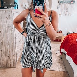 gingham wrap dress